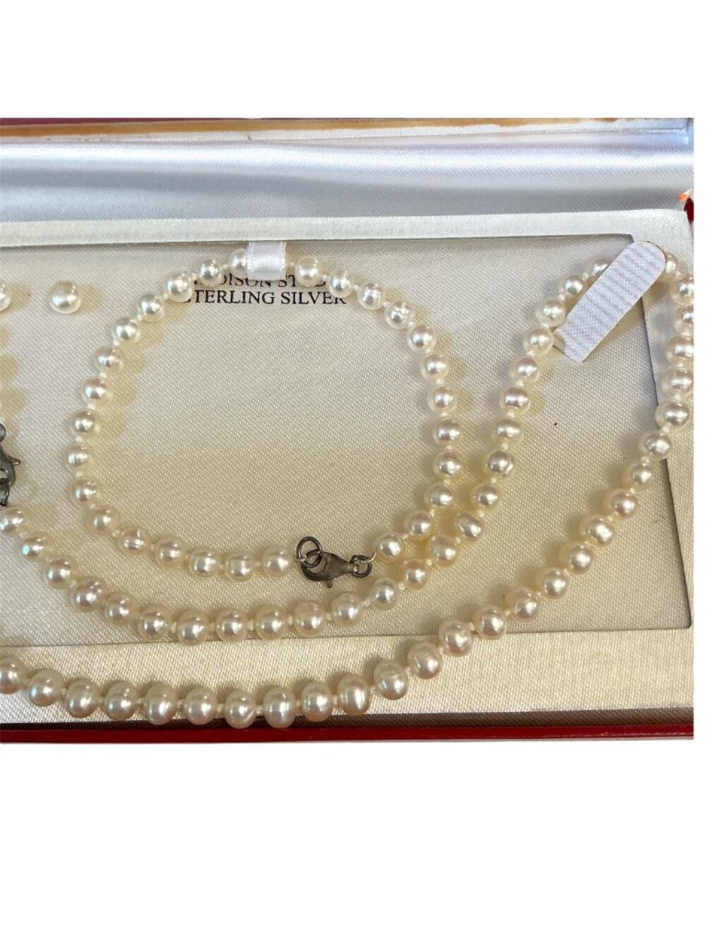 Madison Studio Pearl Necklace Bracelet & Earring Set Sterling Silver Clasp - Picture 5 of 5